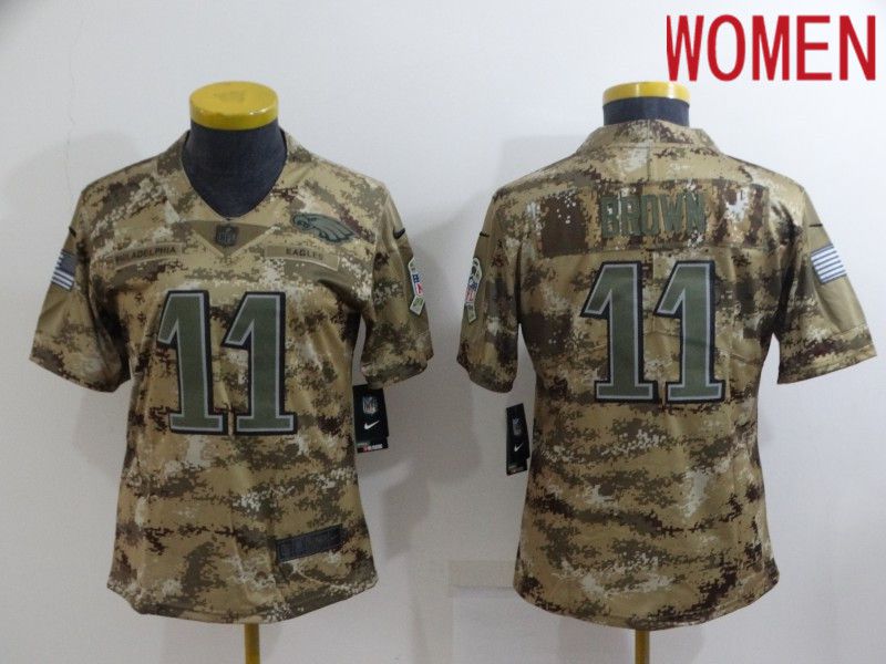 Women Philadelphia Eagles #11 Brown Camo Nike Olive Salute To Service Limited NFL Jersey->philadelphia eagles->NFL Jersey